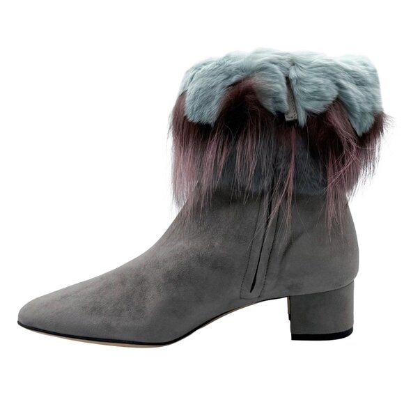 Brand New Manolo Blahnik Insofur 40 Suede and Fur Ankle Boots - Picture 5 of 12